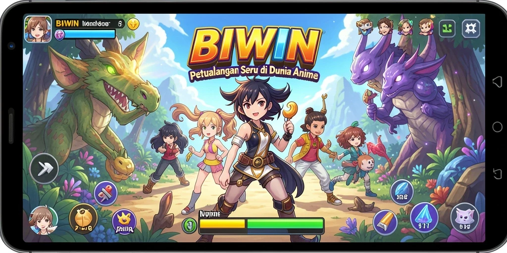 Tampilan gameplay seru di BIWIN dengan karakter anime yang menakjubkan.