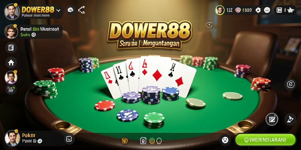 Tampilan gameplay Poker yang seru dan interaktif di DOWER88.