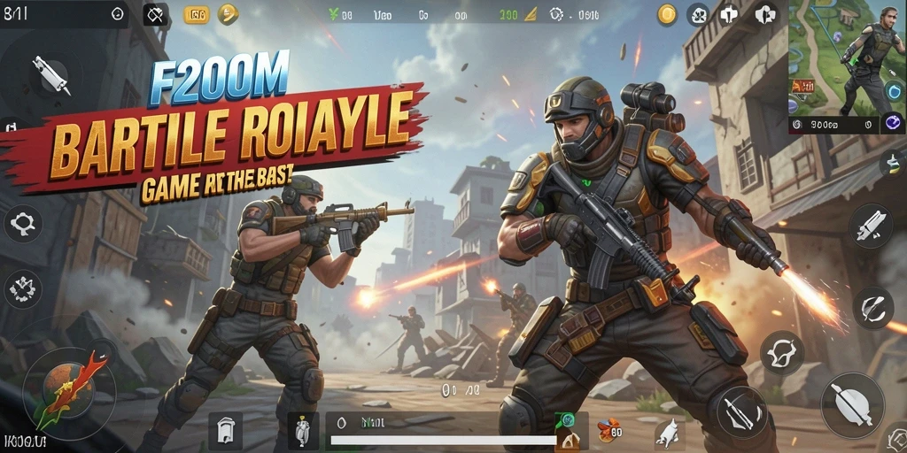 Tampilan gameplay F200M yang seru dan menegangkan dalam pertempuran Battle Royale.