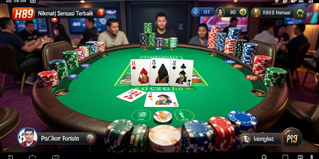 Screenshot H89 menampilkan gameplay Poker yang mendebarkan dan interaktif.