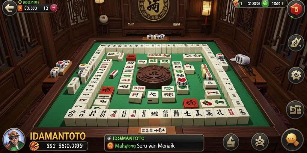 Tampilan screenshot utama IDAMANTOTO dengan gameplay Mahjong yang seru.