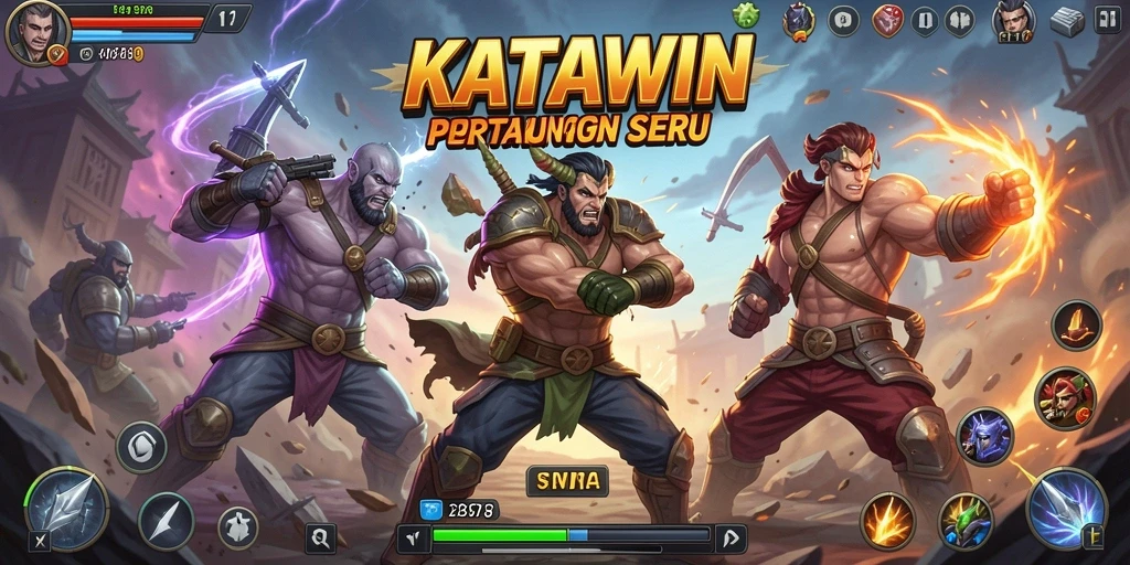 Screenshot KATAWIN menampilkan aksi pertarungan yang seru.