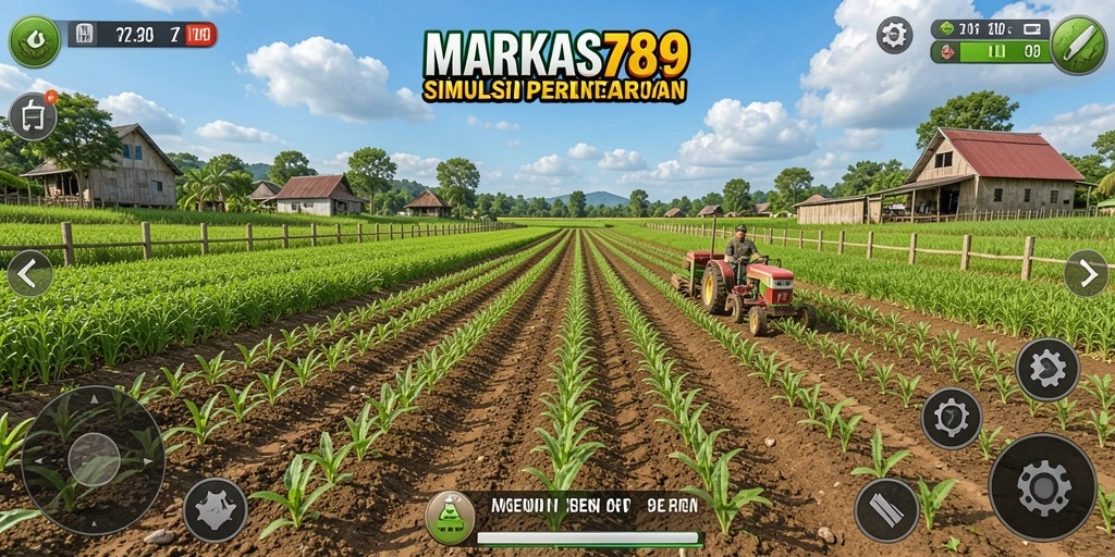 Gameplay seru bertani di MARKAS789 dengan tanaman yang subur.