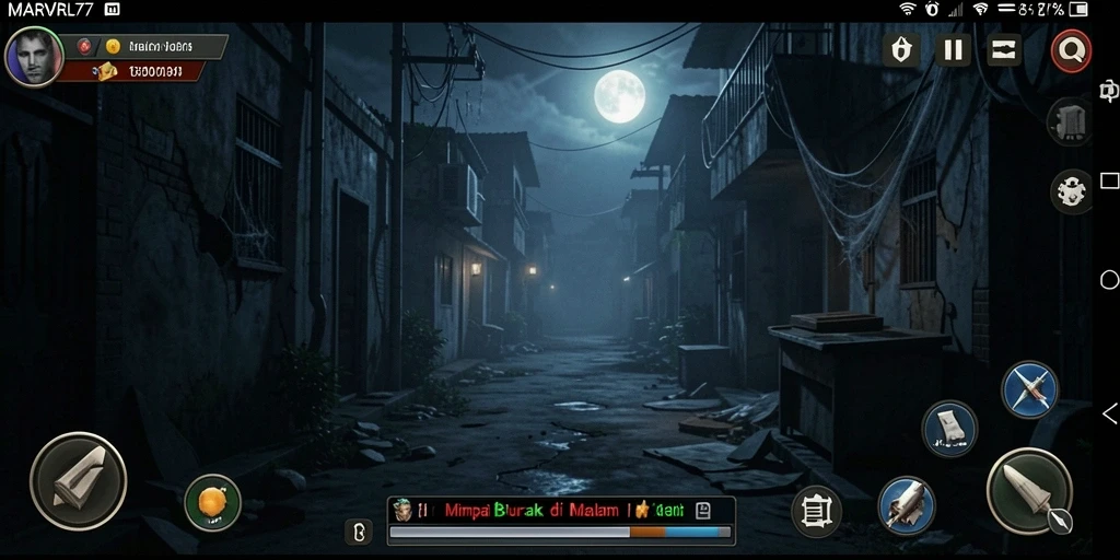 Screenshot gameplay menegangkan dari MARVRL77 yang memperlihatkan suasana Horror.