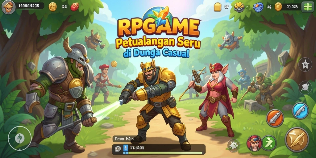 Screenshot utama RPGAME menampilkan gameplay yang seru dan penuh warna.
