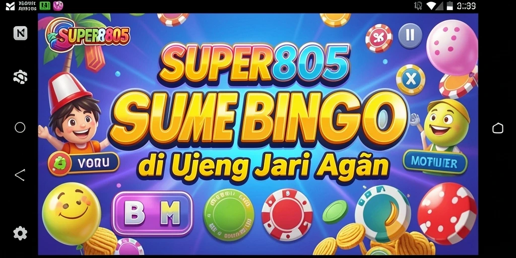 Tangkapan layar utama SUPER805 menampilkan permainan Bingo yang penuh warna dan interaktif.