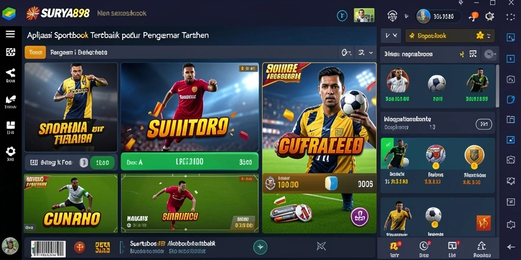 Tampilan antarmuka pengguna SURYA898 dengan fitur taruhan olahraga.